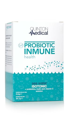 Quinton Medical - Probiotic Inmune Health, Probióticos con Agua de Mar Isotónica y Vitamina C, Refuerza el Sistema Inmunitario y Digestivo, 14 Sobres