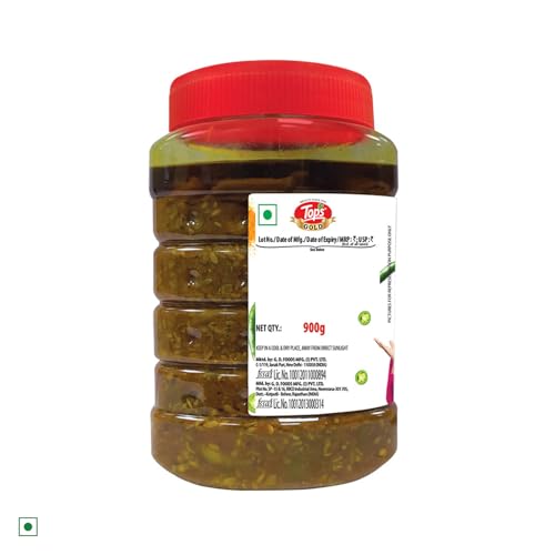 Image of TOPS Pickle Green Chilli -900 gm | Prepared with the goodness of Mustard Oil (Pack of 3)