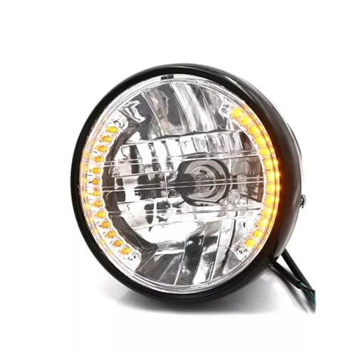 Phare de moto universel 7 pouces H4 35W avec clignotants intégrés 9 fils
