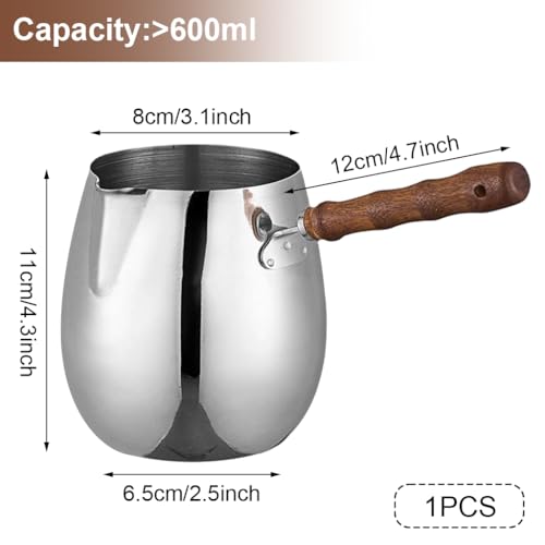 Image of Supvox 600ml Milk Frothing Pitcher with Wooden Handle