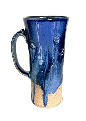Large Stoneware Mug, 16 oz., Blue to Gold Mug #02A, Handmade Coffee Cups, Finely Crafted Coffee Mugs, Tall Travel Mugs