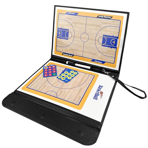 Comzantor Tableau Aimanté en Cuir, Board D'Écussons Tactiques, Plaquette Entraineur Basket, Panneau de Signalisation avec Stylo Aimants, pour Entraînement et...
