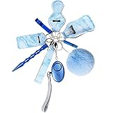 Safety Keychain Set for Women, Safety Keychain Set for Women, Self Defense Keychain Set for Girls with Personal Safety Alarm, Window Breaker Tool, Hand Sanitizer Holder, Whistle and Pom