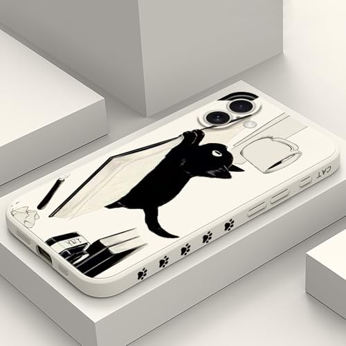 Coque iPhone 16 Plus silicone anti-rayures chat blanc - Protection ultra fine 6.7 pouces