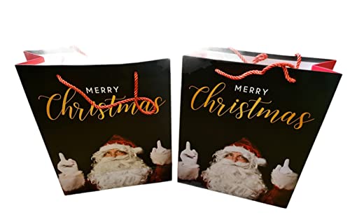 Vidoelettronica® Lot de 4 sacs de Noël en papier kraft cadeau avec poignée pour cadeaux alimentaires, bonbons, mariage, baptême, anniversaire 32 x 10 cm Cover