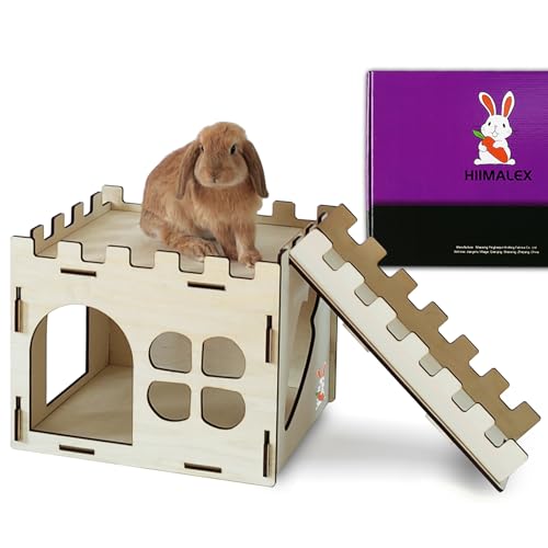 HIIMALEX Castillo de Conejo Extra Grande y Resistente para Conejos de Interior, casa de Juegos con escaleras, Bordes Redondos, hábitats Desmontables para Conejo, Erizo, cobaya, Chinchilla, hámster,
