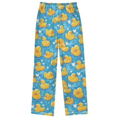 Boy's Pants Yellow Duck Love Drawing Jogger Pants Elastic Waist Long Bottoms Trousers with Pockets 6-14 Years 7