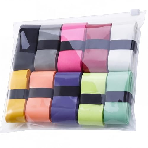 12 Pieces Tennis Racket Grip Tape, Badminton Racket Overgrip, Absorbent Non Slip Overgrip Replacement for Tennis, Badminton, Squash, Padel Rackets(Multicolored,12 Pieces)