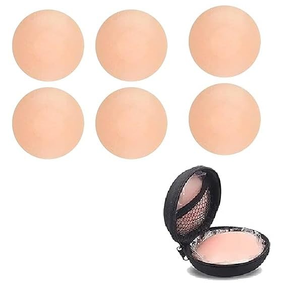 Akya Traders Nipple Covers 3 Pairs Free-Size Reusable Adhesive Invisible Pasties Beige Silicone Pad with Case Cove for Dress (3 Pair with Black Case)-image-17