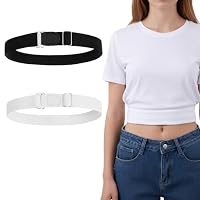 Ouligay 2 Stück Verstellbares Tuck Band, Elastische Adjustable Top Bands, Shirt Tuck Band Tool Gürtel Leichte Shirt Crop Bands Tuckband Frauen, Ändern Sie den Stil Ihrer Tops, Schwarz und Weiß