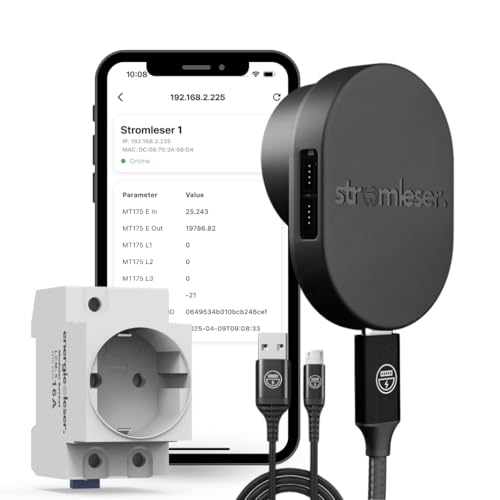 Stromleser WIFI Smart Meter IR Lesekopf - Stromzähler auslesen WLAN Mit Tasmota Software für Smart Home Integration - mit Hutschienensteckdose