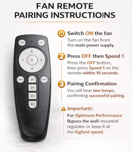 Image of Compatible with Crompton Ceiling Fan Remote Control Wireless for Smart & Easy Operation with Sleep Mode, Timer Mode and Speed Adjustment (Fan Not Included) (Pack of 1 Pc) (Black)