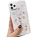 L-FADNUT Kompatibel mit iPhone 11 Pro Hülle Getrocknete Blumen Transparent Glitzer Floral Handyhülle Mädchen Frau Klar Weich Silikon Bumper Schutzhülle iPhone 11 Pro Rosa