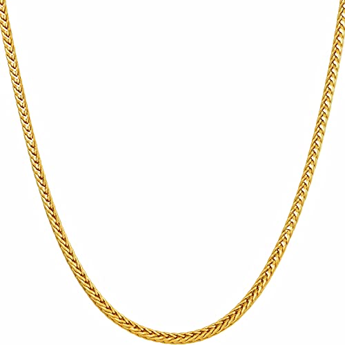 LIFETIME JEWELRY Franco Chain Necklace for Women and Men 24k Real Gold Plated (2mm and 3.5mm)