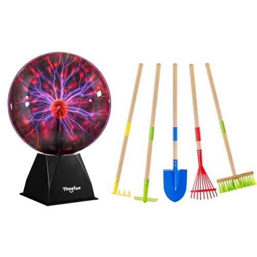 Theefun 8inch Blue Plasma Ball + 5pcs Kids Garden Tools