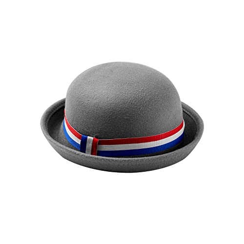 AwwwCos Musical Grey Hats Women Classic Elegant Adults Solid Roll Up Brim Panama Bowler Bucket Hat with Stripes2