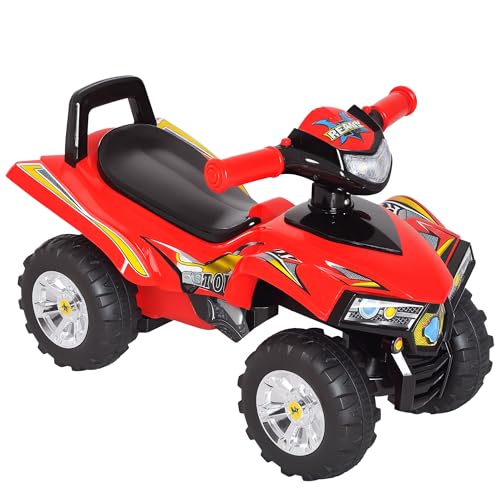 Imagen de HOMCOM Quad Correpasillos Infantil Coche sin Pedales para Bebé Juguete Andador Estilo Carrera con Bocina Música Luces 60x38x42cm