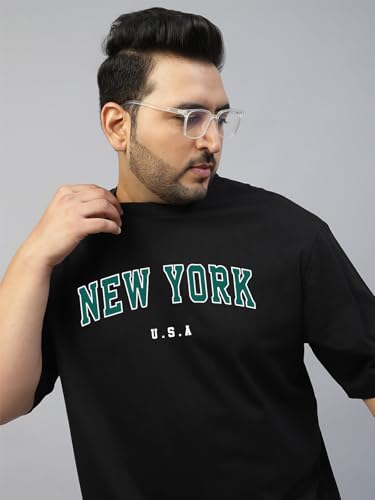 Image of Veirdo Men's Cotton Half Sleeve Plus Size Printed T-Shirts with NY & USA Designs, Stylish Comfortable & Durable Tees, Available in 2XL to 5XL Sizes