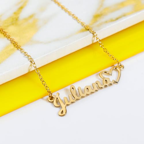 PicturesOnGold.com Personalized Script Name Necklace with Open Heart Custom Name Necklace Jewelry Gifts for Men & Women with any Name or Word - Chain Included3