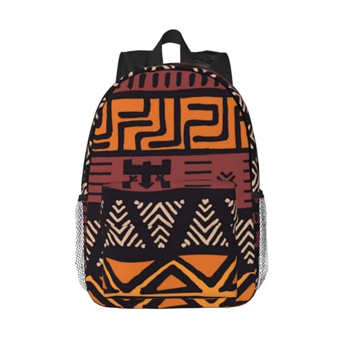 African Mud Cloth Tribal Print Unisex Lightweight Backpack Work Backpack, Versatile Adult Laptop Backpack Hiking