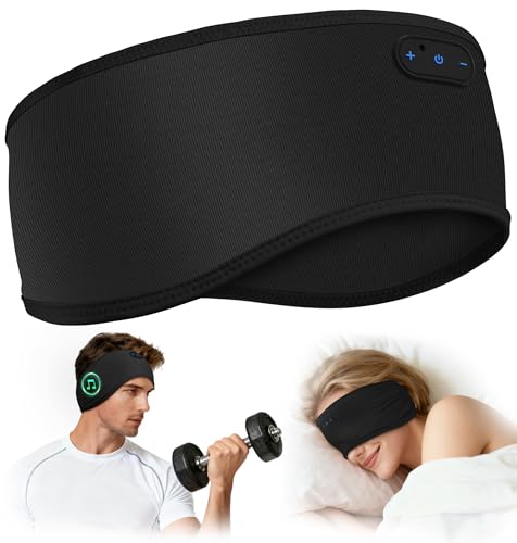 MUSICOZY Schlafkopfhörer Stirnband Bluetooth Verbessert Kopfhörer Stirnband aus hautfreundlicher Bambusviskose für Schlafen & Sport kabellose Kopfhörer zum Schlafen für Männer Frauen