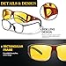 TJUTR Night Vision Driving Glasses Fit Over Eyeglasses for Men Women, Anti-Glare Polarized UV400 Protection Yellow Lens 2612R
