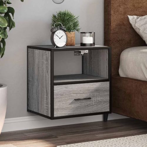 ShGaxin Mesita de Noche de Pared Gris Sonoma 40x31x39,5 cm, Mesillas De Noche Dormitorio, Mesa De Noche, Muebles Auxiliares, Mueble Habitacion, Muebles Dormitorio - 848740
