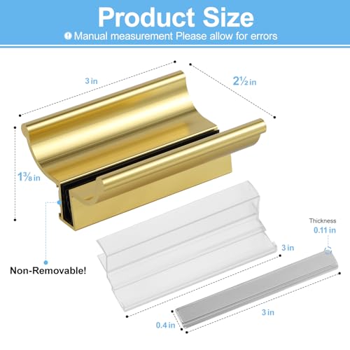 Image of 3 inch Aluminum Alloy Frameless Shower Door Handle with Metal Strike, Stainless Steel U-Channel with Magnet for Swing Glass Door Thickness 1 /8 inch,5 /32 inch,3 /16 inch, and 1 /4 inch, Shower Door （Golden ）