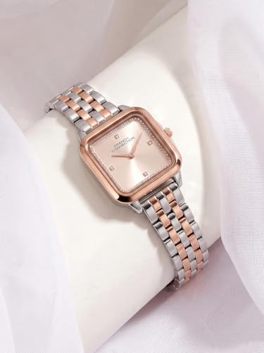 Image of French Connection Bijou Carre | Analog Display | Rose Gold Sunray Dial | Stainless Steel Strap | Watch for Women - FCN0217RTM