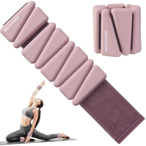 Image of BECOJADDE Ankle Weights Set of 2 (1 lb /2 lb /3 lb Each) Adjustable Wrist Weights for Women Men Wearable Arm Leg Weight for Pilates, Running, Walking, Workout, Yoga