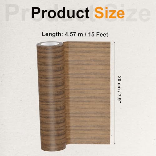 Image of PATIKIL Wood Grain Tape 8 inch x 15 Ft, Self-Adhesive Wood Texture Repair Tape Realistic Wooden Effect Patch for Furniture Cabinets Floor Walls,Dark Brown Oak