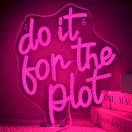 Image of Do It for Plot Neon Light Dimmable LED Neon Sign for Wall Decor USB Powered Light Up Signs Pink LED Light for Drama Lover Party Gift Bedroom Movie Night