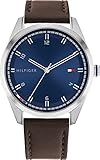 Tommy Hilfiger Herren Analog Quarz Uhr mit Leder Armband 1710458