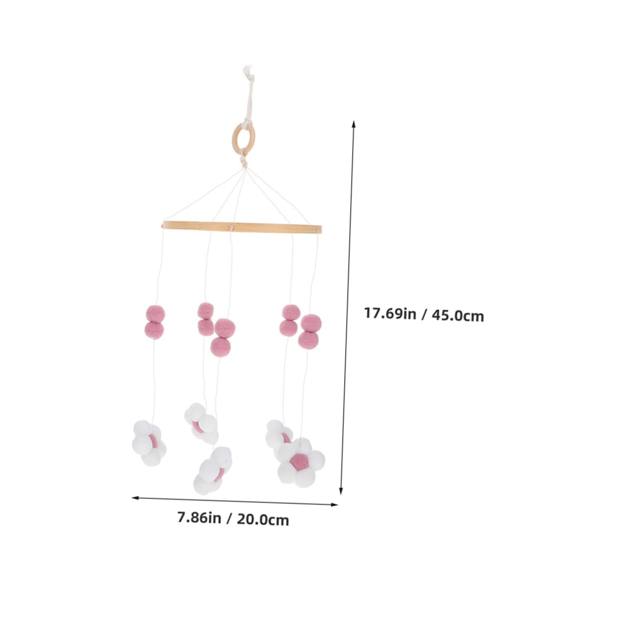 Boho Crib Mobile for Nursery Decor 2pcs Pom Ball Bed Bell Wind Chime Creative Pendant Toy Flower Design for Baby Room
