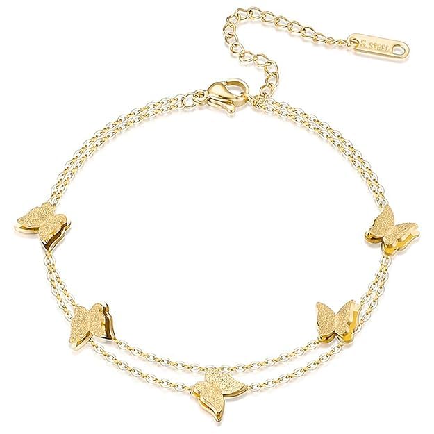 1 Leg Stainless Steel Butterfly Chain Anklet- Anti-Tarnish/Waterproof Fashionable Butterfly Anklets for Girls & Women-image-21