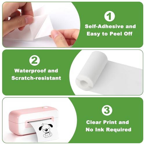 VMUTGA 10 Rollen Thermopapier, Mini Thermal Printer Papier Thermorollen Selbstklebend Thermo Drucker Papier Bedruckbarer Aufkleber für Kinder Sofortbildkameras Mini Mobiler Fotodrucker (55mm*25mm*3M)