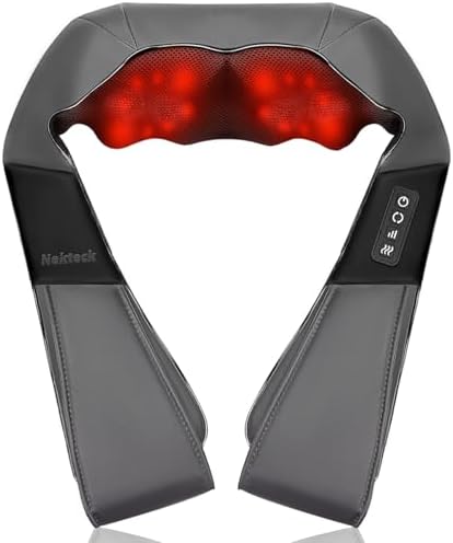 Nekteck Shiatsu Neck Back Massager with Heat for Pain Relief Deep...
