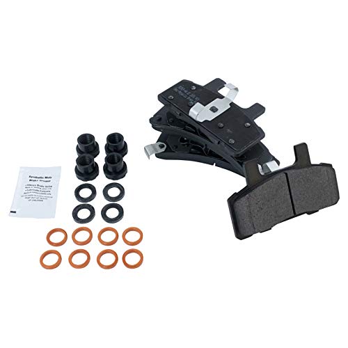 Image of TRQ Front Brake Caliper Set Zinc Coated Brackets Pads Compatible with 1990-93 1999-00 Cadillac DeVille Escalade Fleetwood Commercial Chassis 1988-02 Chevrolet GMC 1994-99 Dodge Ram 1500