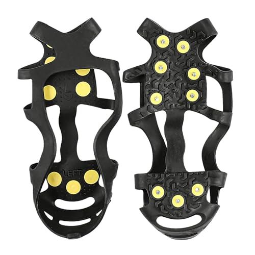 Manijas de hielo para zapatos, tacos de tracción sobre hielo - Rampones de nieve de hielo de 9 dientes Pinzas ligeras | Manijas de hielo, Equipo exterior más para senderismo, senderismo