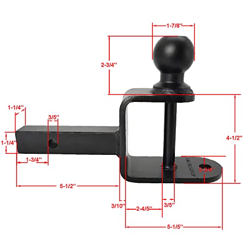 Astamotor Atv/Utv Hitch Trailer Towing Ball Mount 5000Lbs 1-7/8" Ball, 1-1/4" Shank #TOP3
