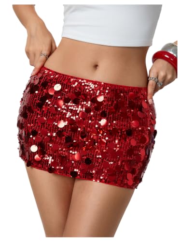 Image of Floerns Women's Sequin Low Waist Mini Skorts Night Out Skirt Shorts