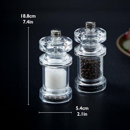 Cole & Mason 675 Salt and Pepper Mill Set, Precision+/Ceramic Mechanisms, Adjustable Salt and Pepper Grinders, Acrylic, 118mm, Cooking/Seasoning, Lifetime Mechanism Guarantee