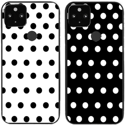 Pack de 2 fundas de teléfono de gel de silicona TPU con estampado de lunares blancos y negros (para Google Pixel 4a 5G)