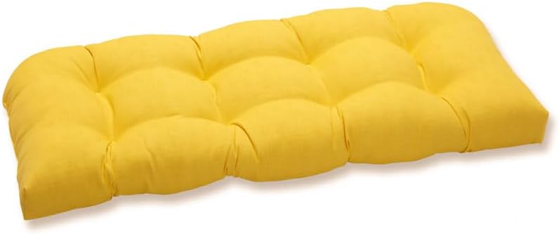 Pillow Perfect Outdoor/Indoor Fresco Yellow Tufted Bench/Swing Cushion, 52" x 18"