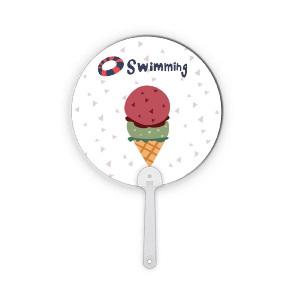Éventail rond Summer Swimming Sweet Ice plastique pour calmer les coups de chaud