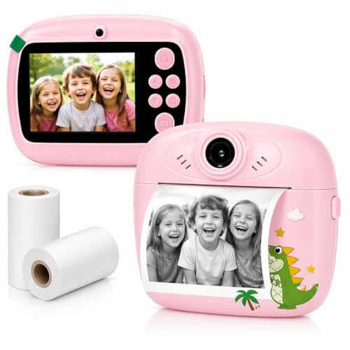 Image of Casaquin Kids Instant Print Camera - 1080P HD Digital Video Camera with Built-in Thermal Printer, Mini Games | Birthday Gift for Boys & Girls Ages 3-12 (2 Paper Rolls Included, Random Color)