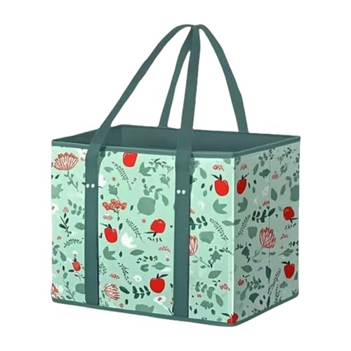Reusable Grocery Bags   Foldable Shopping Bags, 40cm Storage Organizer with Sturdy Handle, Heavy Duty Canvas Tote, Box Shape Food Bag, Grocery Tote for Beach Picnics Family Trips Camping Use