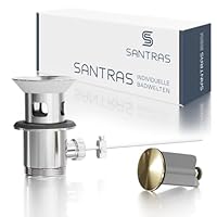 Set Scarico Lavabo Santras® Con Troppopieno - Bianco/Oro, Ottone Cromato, Filettatura 1 ¼ - Foto 11