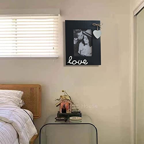 Simelecor Black Wooden Picture Frame 4X6 For Love With Heart-Table Top And Wall Mounting Photo Frame 4X6 For Love Decoration (Black&White) #TOP4