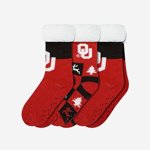 FOCO Oklahoma Sooners NCAA Womens Fan Footy 3 Pack Slipper Socks